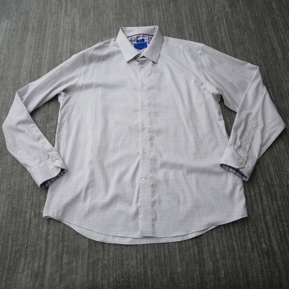 Egara Shirt Men Button‎ Up Long Sleeve Non Iron Slim Fit Purple Cotton 2XL